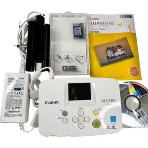 Canon Selphy CP760 Compact Photo Printer Full Kit White W/ Accessories Digital